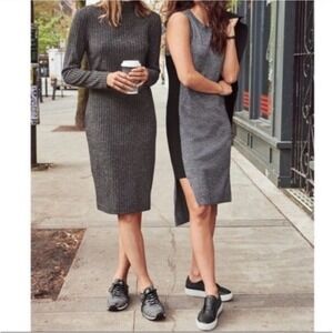 Athleta Dress Xs Merino Wool Colorblock Sleeveless‎ Gray Retro Feminine Preppy